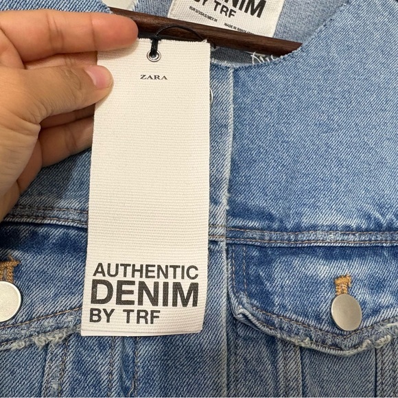 ZARA TRF Authentic Denim Destroyed Cropped Jacket Size S New - Picture 8 of 11
